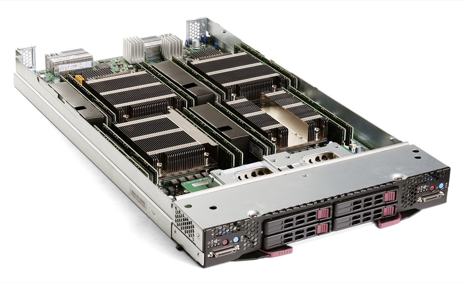 Interior of a Supermicro CPU blade server, shown as a reference photograph of server hardware